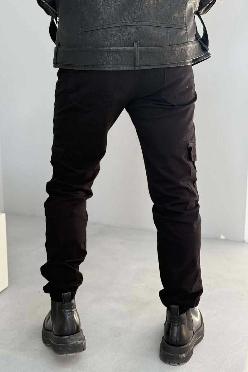 ONE COLOR SIMPLE CARGO PANTS IN BLACK COLOR - 3