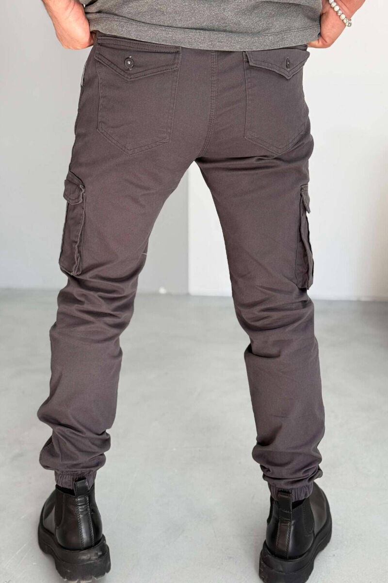 ONE COLOR SIMPLE CARGO MEN PANTS IN DARK GREY COLOR - 4