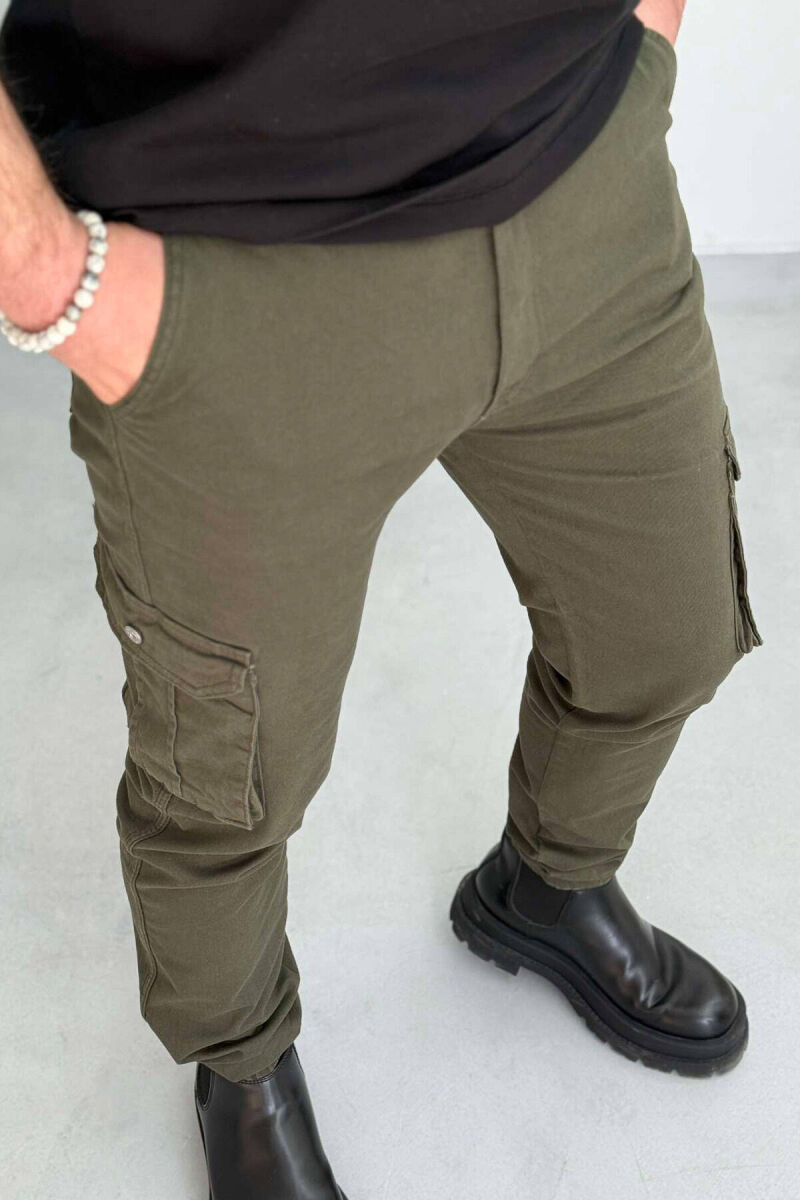 ONE COLOR SIMPLE CARGO MEN PANTS IN GREEN COLOR - 1