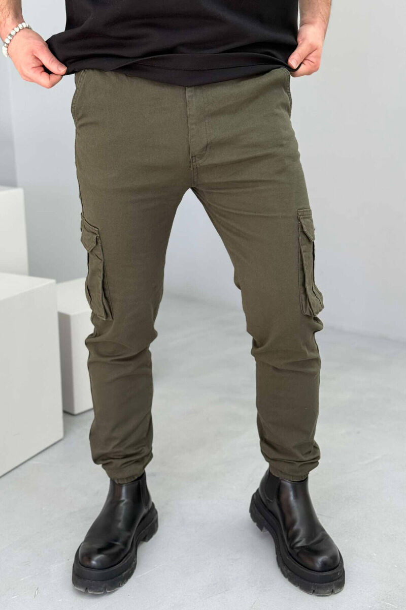 ONE COLOR SIMPLE CARGO MEN PANTS IN GREEN COLOR - 2