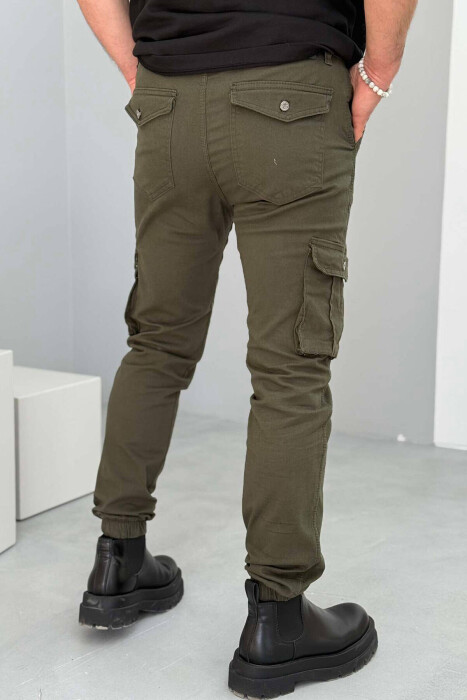 ONE COLOR SIMPLE CARGO MEN PANTS IN GREEN COLOR - 3