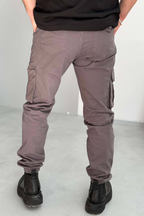 ONE COLOR SIMPLE CARGO MEN PANTS IN GREY COLOR - 3