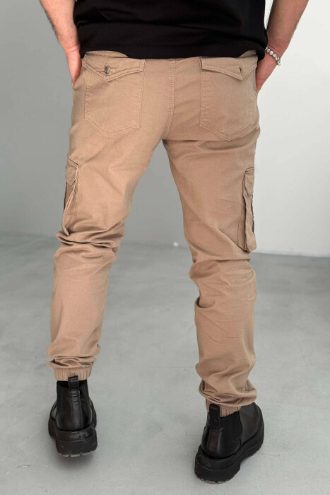 ONE COLOR SIMPLE CARGO MEN PANTS IN BEIGE COLOR - 3