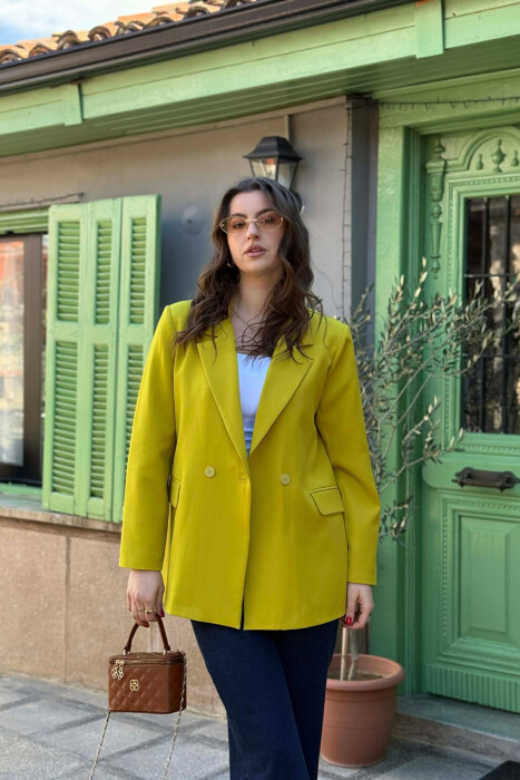 ONE COLOR SIMPLE CLASSIC WOMAN JACKET PISTACHIO - 3