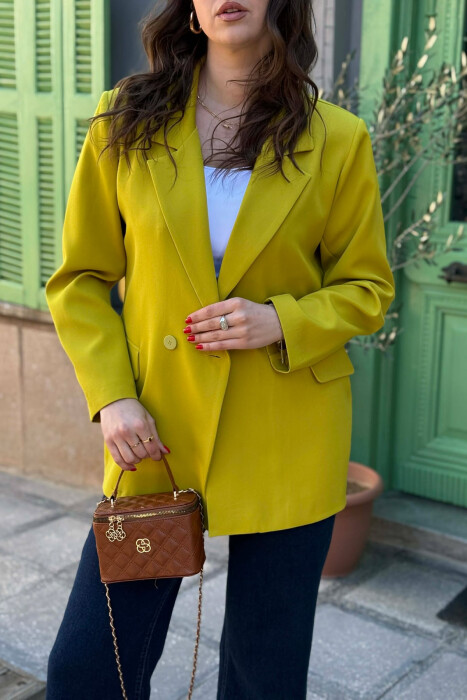 ONE COLOR SIMPLE CLASSIC WOMAN JACKET PISTACHIO - 4