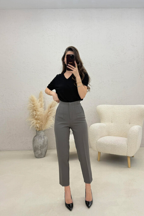 ONE COLOR SIMPLE CLASSIC WOMAN TROUSERS GREY ASH/GRI HIRI 