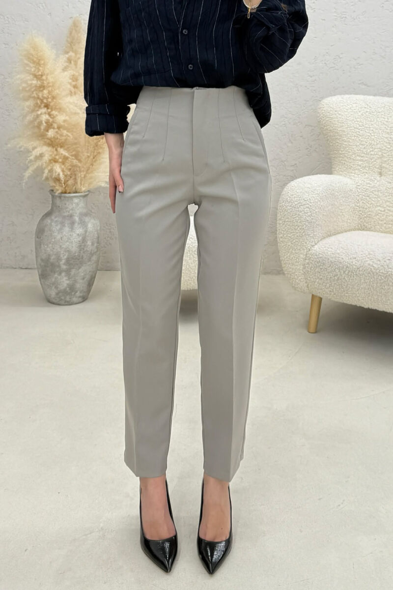 ONE COLOR SIMPLE CLASSIC WOMAN TROUSERS LIGHT GREY/GZ - 4