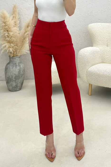ONE COLOR SIMPLE CLASSIC WOMAN TROUSERS RED/E KUQE - 3