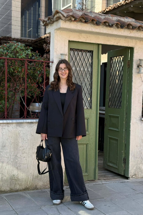 ONE COLOR SIMPLE CLASSIC WOMEN JACKET BLACK/ E ZEZE - 1