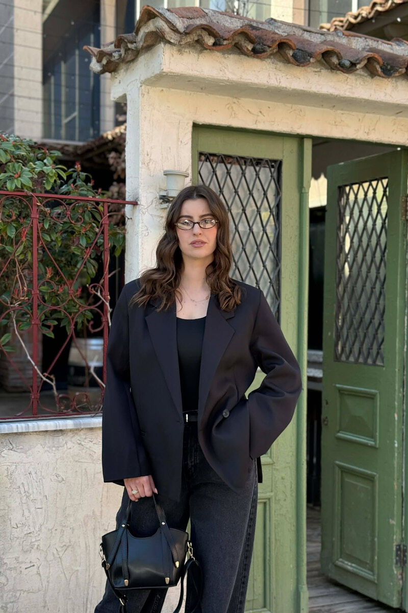 ONE COLOR SIMPLE CLASSIC WOMEN JACKET BLACK/ E ZEZE - 2