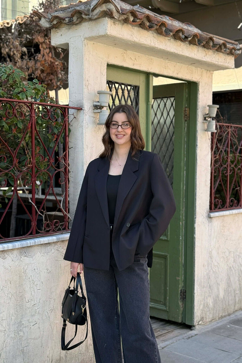 ONE COLOR SIMPLE CLASSIC WOMEN JACKET BLACK/ E ZEZE - 3