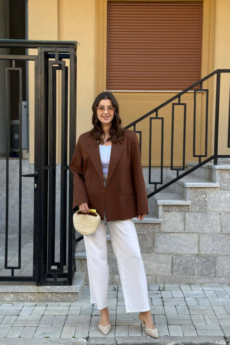 ONE COLOR SIMPLE CLASSIC WOMEN JACKET BROWN/KAFE 