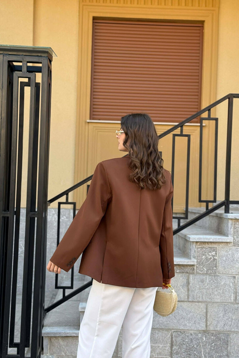 ONE COLOR SIMPLE CLASSIC WOMEN JACKET BROWN/KAFE - 3