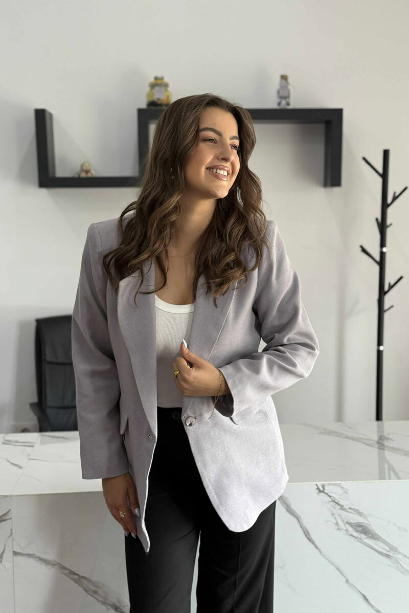 ONE COLOR SIMPLE CLASSIC WOMEN JACKET GREY/GRI - 3