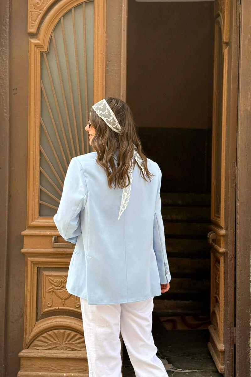 ONE COLOR SIMPLE CLASSIC WOMEN JACKET LIGHTBLUE/BZ - 4