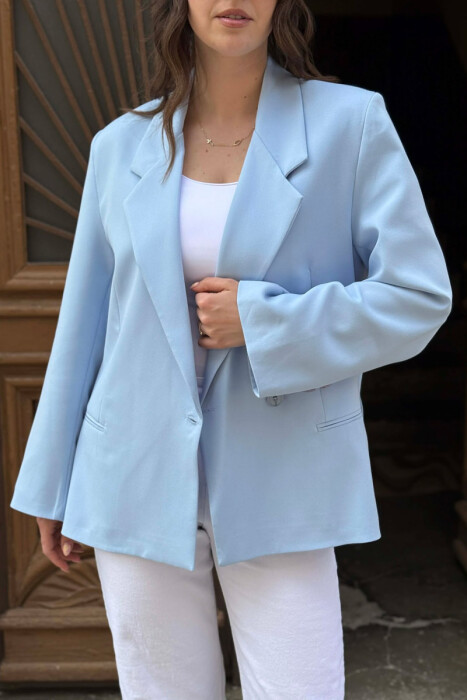 ONE COLOR SIMPLE CLASSIC WOMEN JACKET LIGHTBLUE/BZ - 5