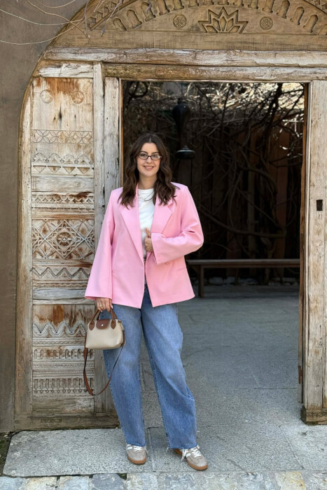 ONE COLOR SIMPLE CLASSIC WOMEN JACKET PINK/ROZE 