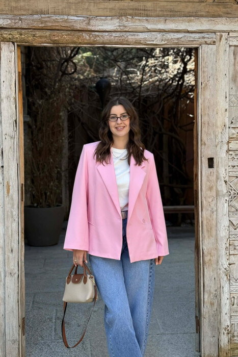 ONE COLOR SIMPLE CLASSIC WOMEN JACKET PINK/ROZE - 2