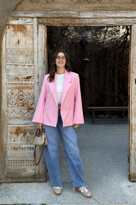 ONE COLOR SIMPLE CLASSIC WOMEN JACKET PINK/ROZE - 3