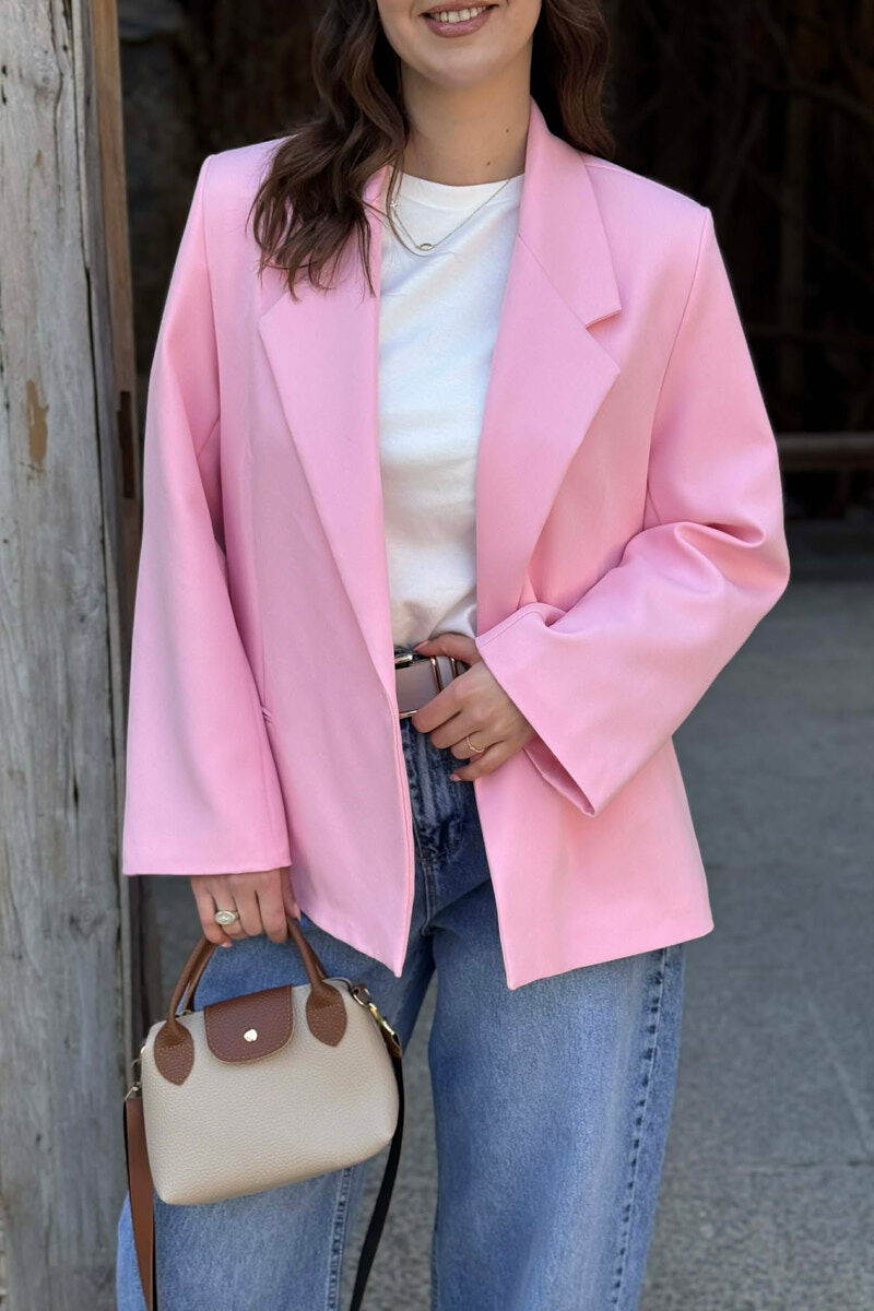 ONE COLOR SIMPLE CLASSIC WOMEN JACKET PINK/ROZE - 4