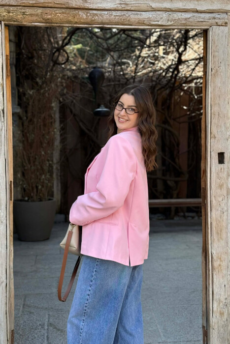 ONE COLOR SIMPLE CLASSIC WOMEN JACKET PINK/ROZE - 5