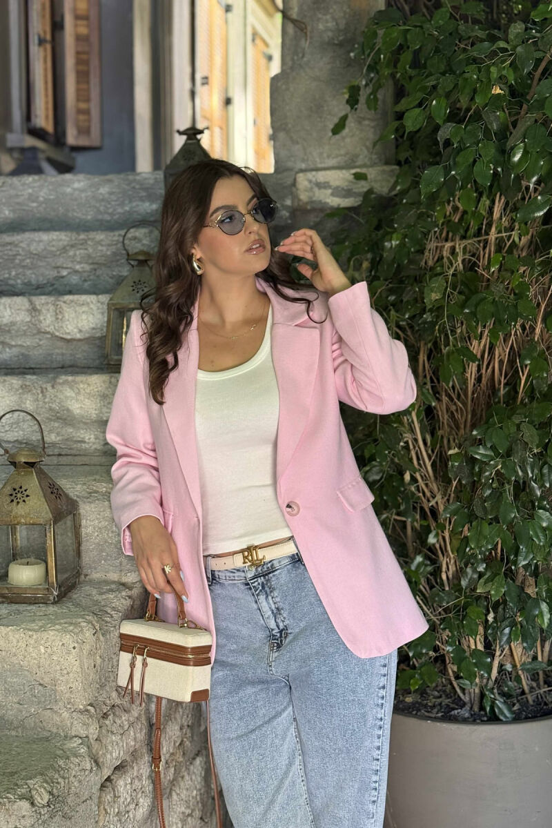 ONE COLOR SIMPLE CLASSIC WOMEN JACKET PINK/ROZE - 2