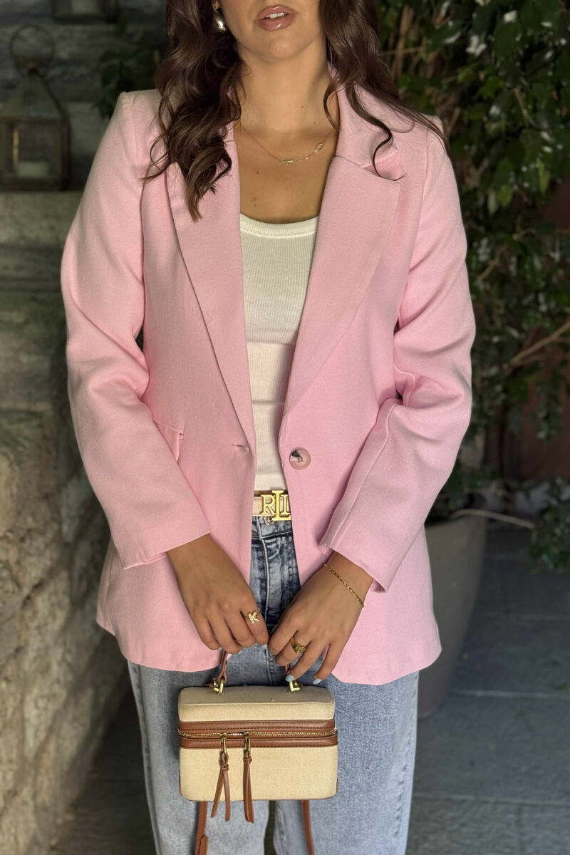 ONE COLOR SIMPLE CLASSIC WOMEN JACKET PINK/ROZE - 4
