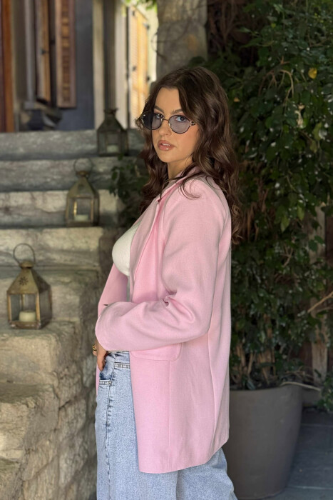 ONE COLOR SIMPLE CLASSIC WOMEN JACKET PINK/ROZE - 3