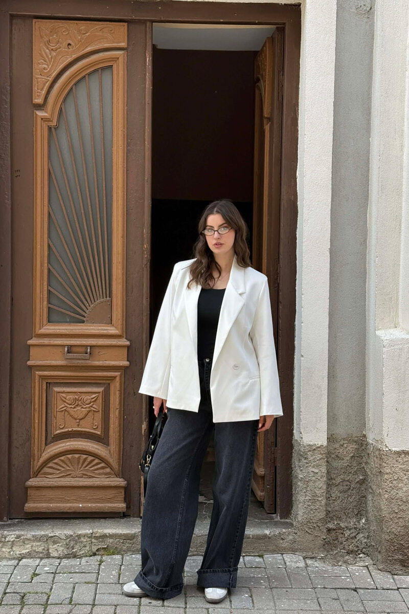 ONE COLOR SIMPLE CLASSIC WOMEN JACKET WHITE-E BARDHE - 2