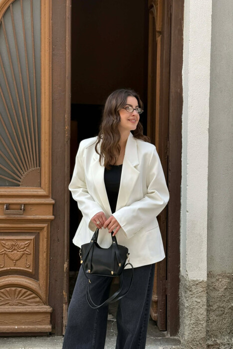 ONE COLOR SIMPLE CLASSIC WOMEN JACKET WHITE-E BARDHE - 3