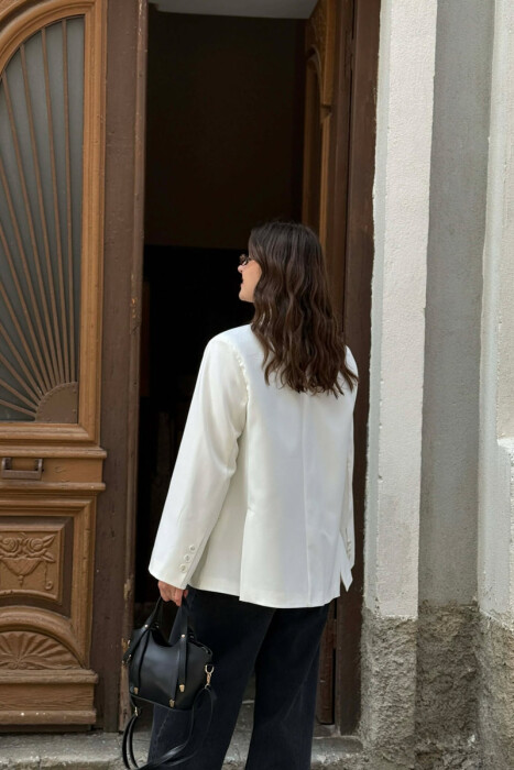 ONE COLOR SIMPLE CLASSIC WOMEN JACKET WHITE-E BARDHE - 5