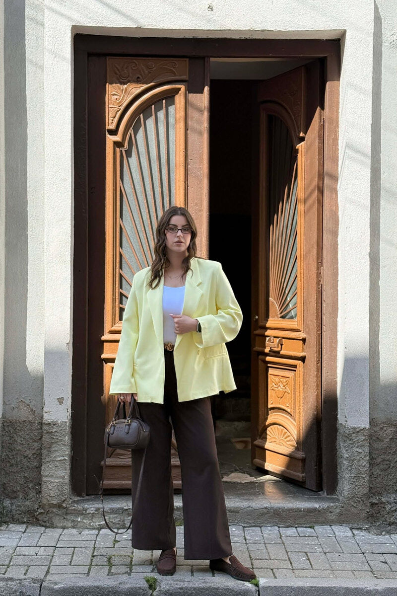 ONE COLOR SIMPLE CLASSIC WOMEN JACKET YELLOW/E VERDHE - 1