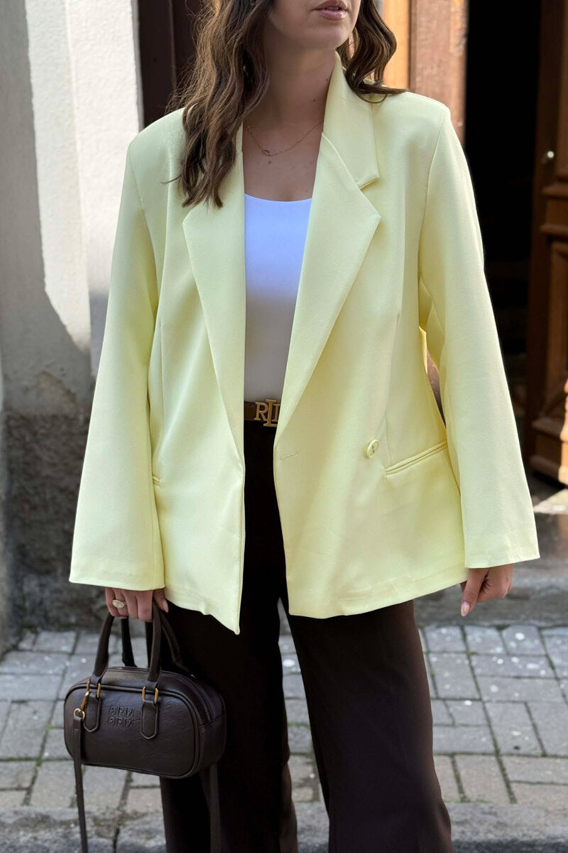ONE COLOR SIMPLE CLASSIC WOMEN JACKET YELLOW/E VERDHE - 3