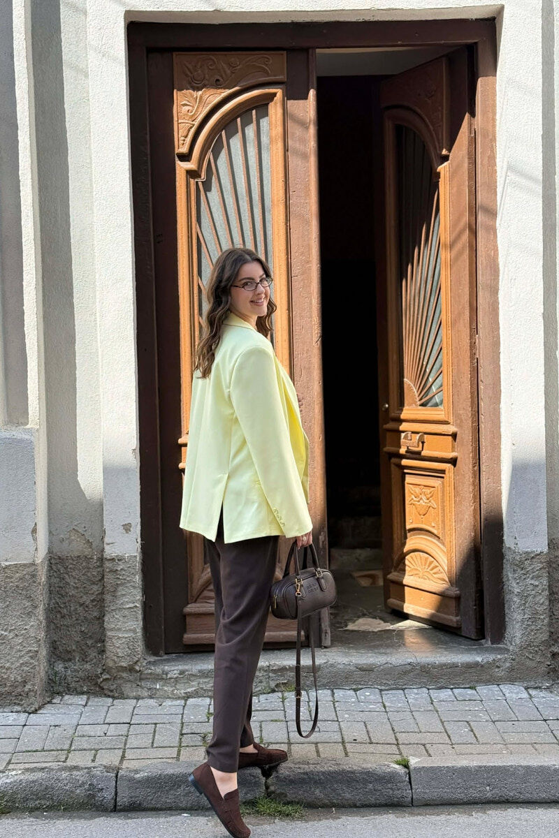 ONE COLOR SIMPLE CLASSIC WOMEN JACKET YELLOW/E VERDHE - 4