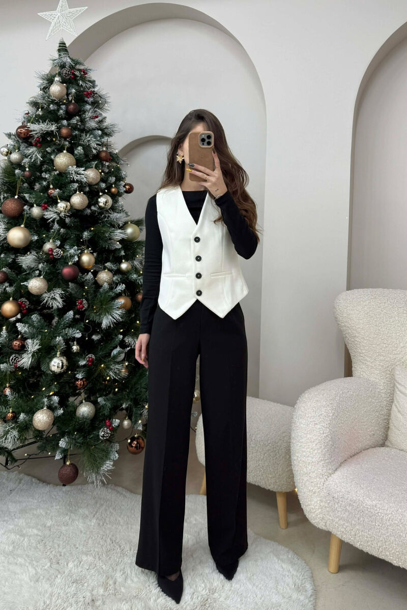 ONE COLOR SIMPLE CLASSIC WOMEN VEST ANTIQUEWHITE/ANTIKE - 1