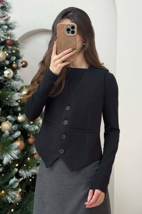 ONE COLOR SIMPLE CLASSIC WOMEN VEST BLACK/ E ZEZE - 2