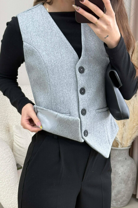 ONE COLOR SIMPLE CLASSIC WOMEN VEST LIGHT GREY/GZ - 2