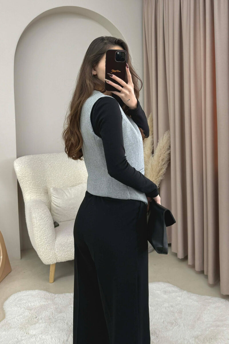 ONE COLOR SIMPLE CLASSIC WOMEN VEST LIGHT GREY/GZ - 3