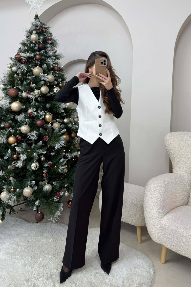 ONE COLOR SIMPLE CLASSIC WOMEN VEST WHITE-E BARDHE - 1