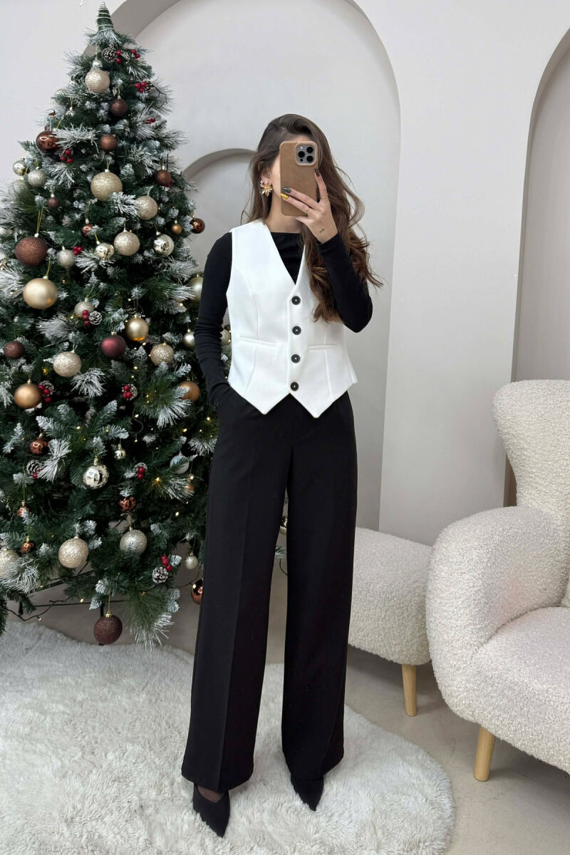 ONE COLOR SIMPLE CLASSIC WOMEN VEST WHITE-E BARDHE - 2