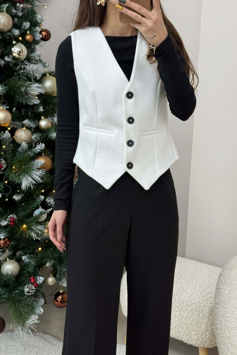 ONE COLOR SIMPLE CLASSIC WOMEN VEST WHITE-E BARDHE - 4