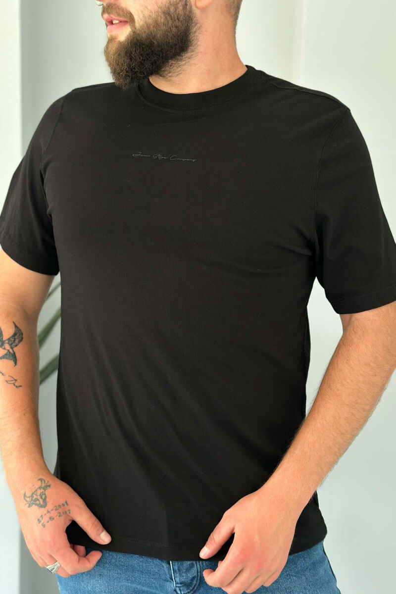 ONE COLOR SIMPLE COTTON MEN T-SHIRT BLACK/ E ZEZE - 1