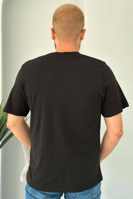 ONE COLOR SIMPLE COTTON MEN T-SHIRT BLACK/ E ZEZE - 2