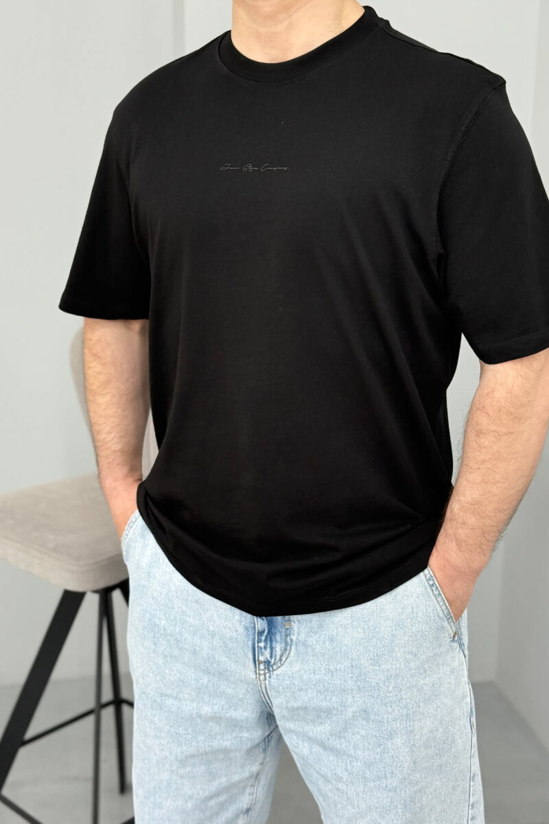 ONE COLOR SIMPLE COTTON MEN T-SHIRT BLACK/ E ZEZE - 1