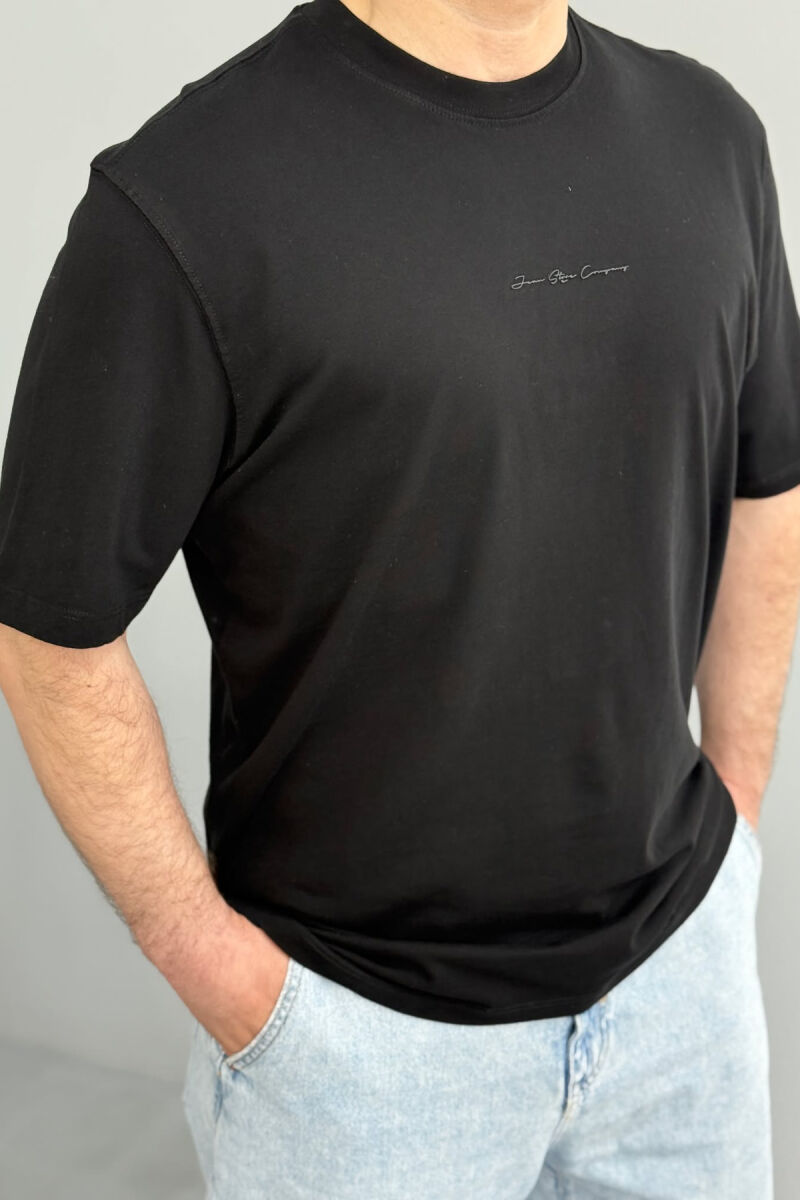 ONE COLOR SIMPLE COTTON MEN T-SHIRT BLACK/ E ZEZE - 2