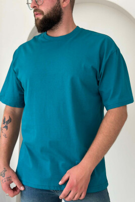 ONE COLOR SIMPLE COTTON MEN T-SHIRT BLUE STONE/GK 