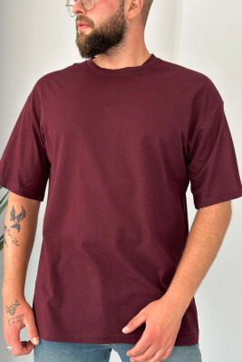 ONE COLOR SIMPLE COTTON MEN T-SHIRT BUYRDGUNDY/VISHNJE 