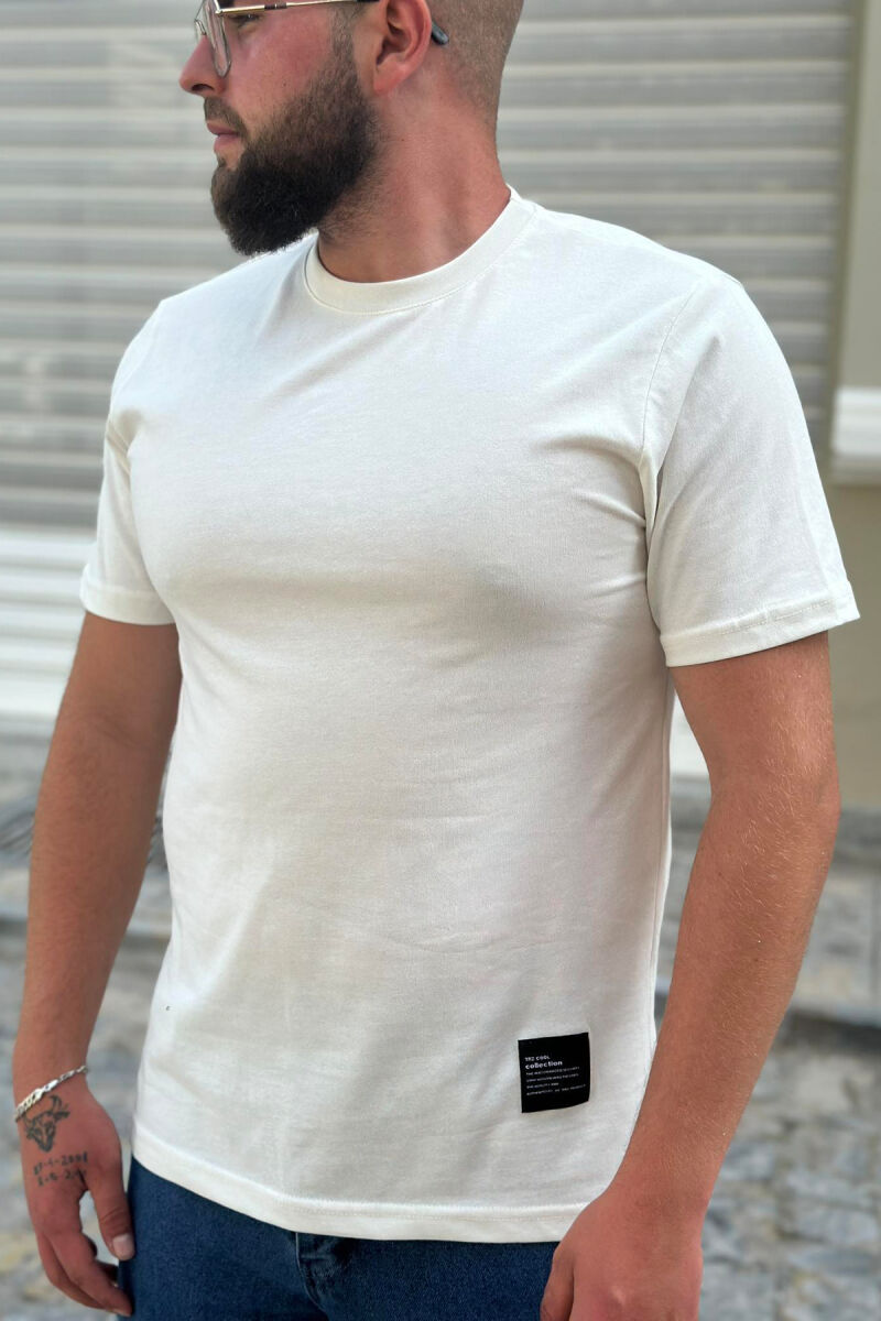 ONE COLOR SIMPLE COTTON MEN T-SHIRT CREAM/KREM - 1