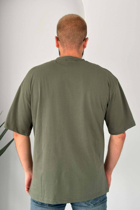 ONE COLOR SIMPLE COTTON MEN T-SHIRT GREEN/JESHILE - 2