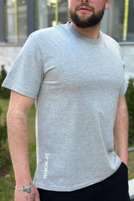 ONE COLOR SIMPLE COTTON MEN T-SHIRT GREY/GRI 